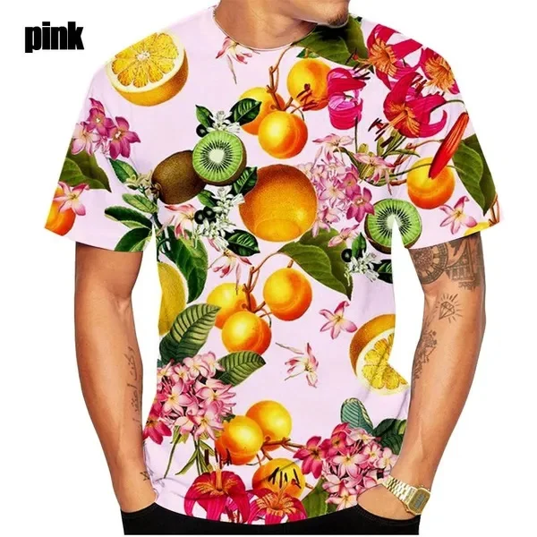 New Fashion Summer 3d Watercolor Fruit Print T Shirt Men And Women Wear Casual T-shirt Funny O Neck Short Sleeves Top Tees