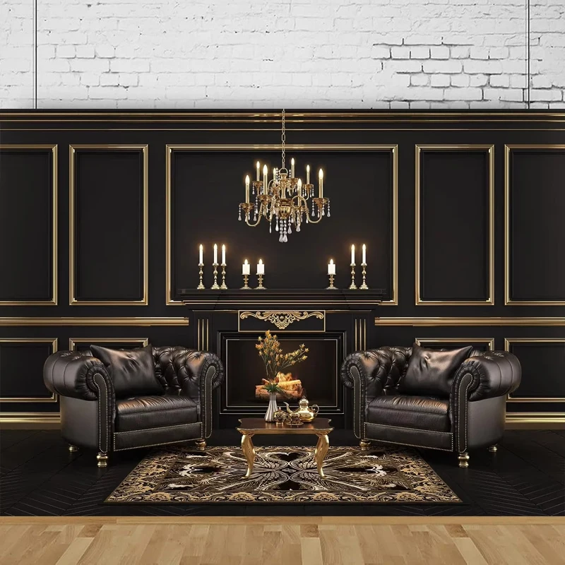 

Фон для фотосъемки Гэтсби, роскошная люстра, камин, свечи, черный винтажный фон для внутреннего декора комнаты, портретная съемка