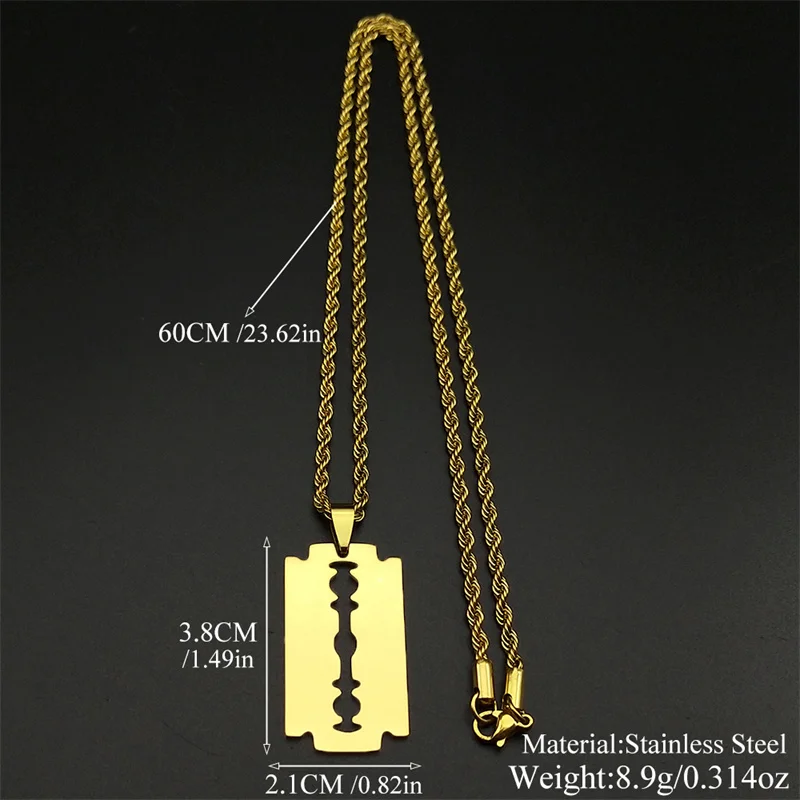 Fashion Stainless Steel Blade Necklaces Gold Color Long Necklace Jewellery For Women or Men collares largos de moda  N445S01