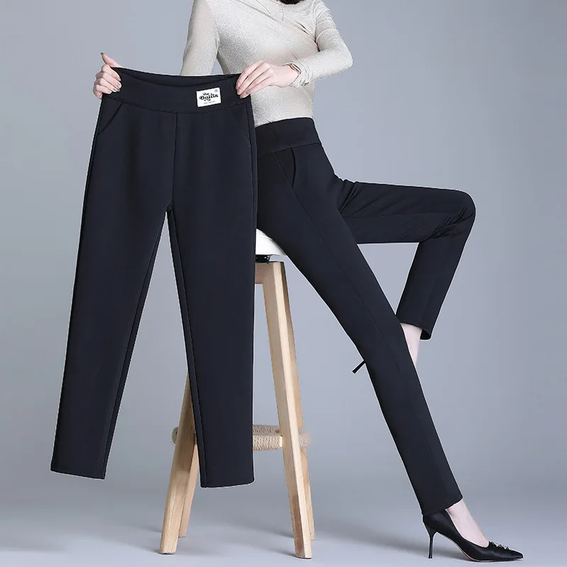 Women's Professional Pencil Pants Summer Thin High-Waist Multi-Purpose Slim Fit Cropped Casual Pants