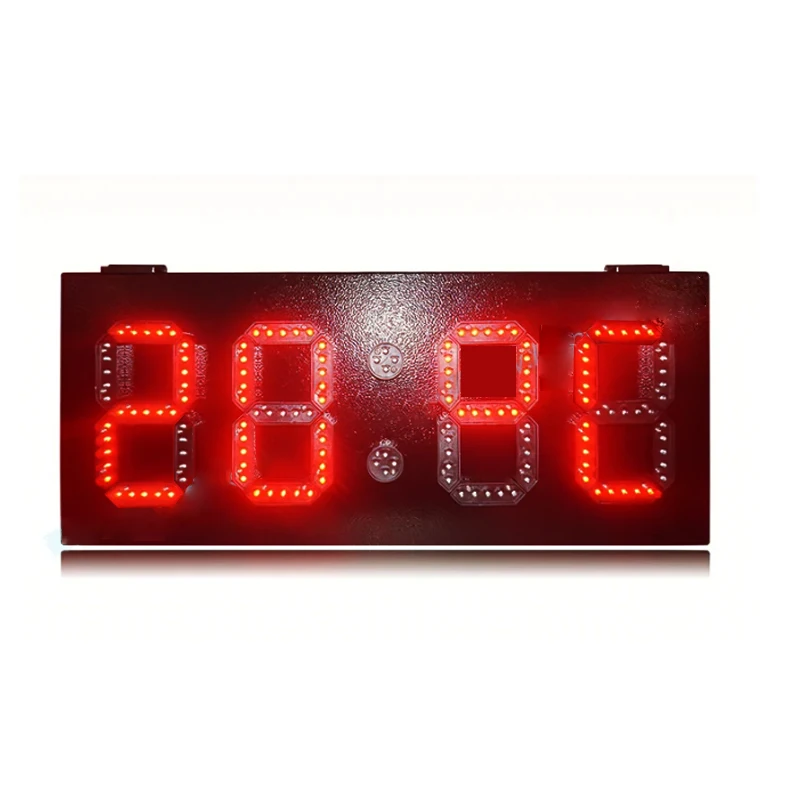 Custom made 6''inch Waterproof Outdoor Red Yellow White Green Color Digital Wall Clock LED Time Temperature Display Iron cabinet