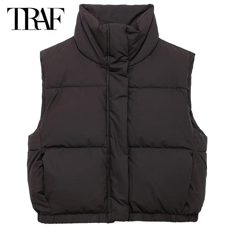 

TRAF Winter Coats Woman 2024 Women's Padded Vest Black Women's Vest Sleeveless Vest New Outerwear Insulated Vest Waistcoat Women