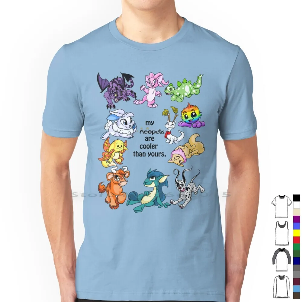 My Neopets Are Cooler Than Yours. T Shirt 100% Cotton Neopets Kyrii Kougra Kau Kacheek Gelert Wocky Chomby Acara Aisha Jubjub