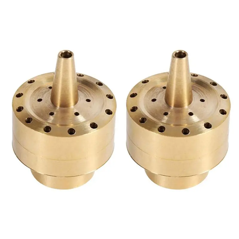 A84E-2X Fountain Nozzle Heads,Brass Column Multi Direction Jet Pond Fountain Water Spray Sprinkler Head Garden(3/4 Inch)