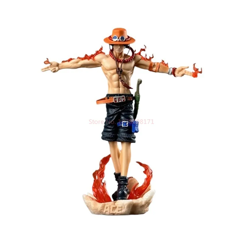 Pirate King Ace Cross Back Anime Handbetriebene Actionfigur Weißer Bart Thema Desktop Display Spielzeug Sammlerstück