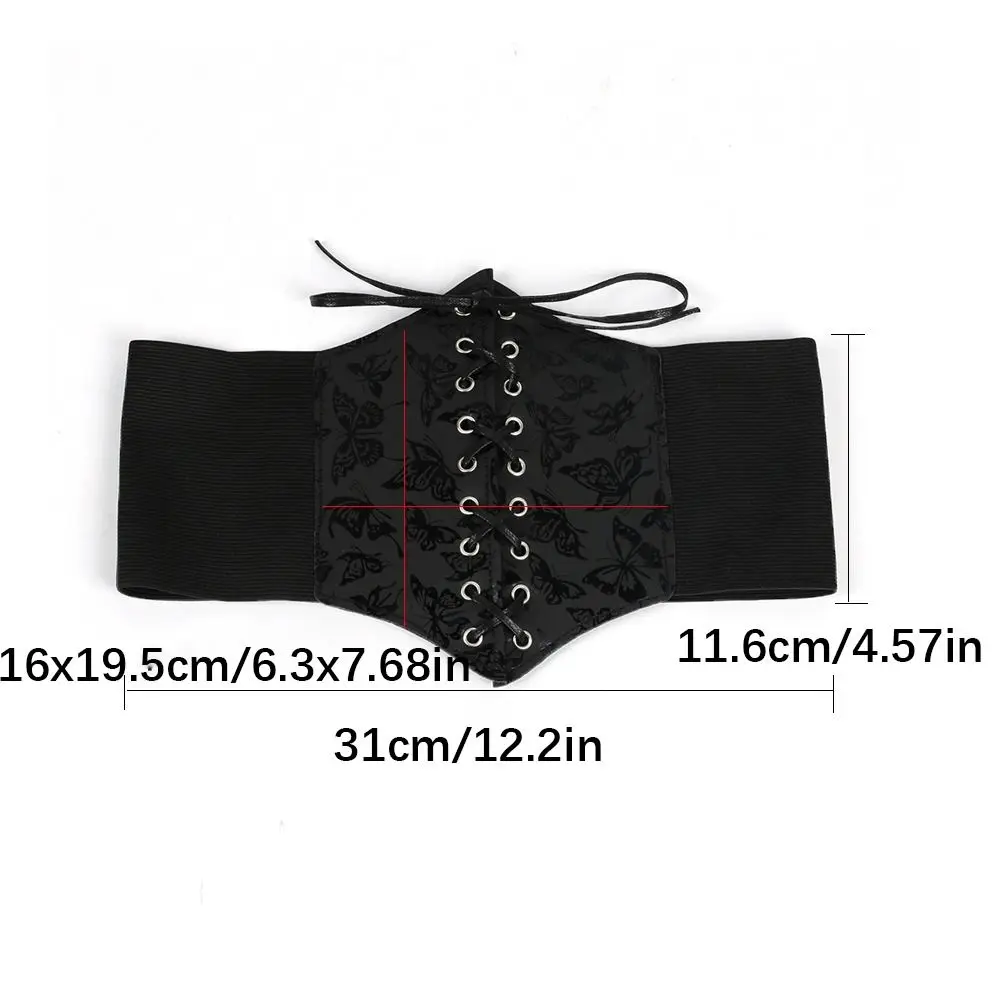 Gothic Butterfly Elastic Cummerbunds Printing Star Wide Belt PU Leather Slimming Waist Corset Outfits