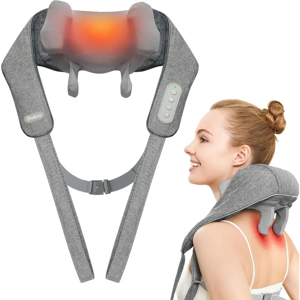 

Перезаряжаемый массажер с подогревом 6D Шиацу для глубокого расслабления тканей, идеально подходит для снятия боли в шее и плечах, идеальный подарок