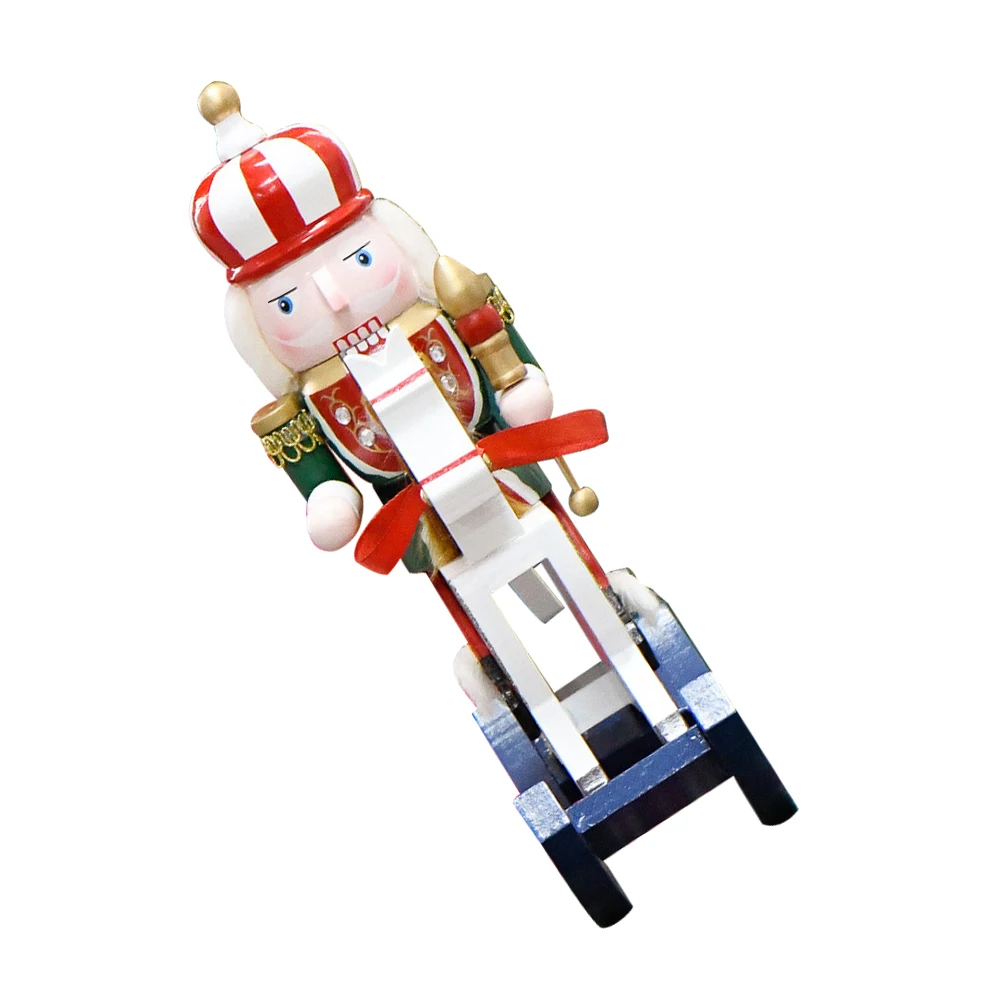 30cm Wooden Nutcracker Figure Handcrafted Sturdy Christmas Ornament for Home Mantel Shelf