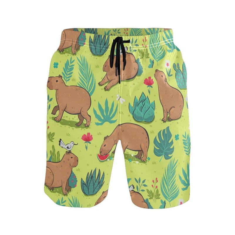 Cartoon Animal 3d Print Capybara Beach Shorts Men Cool Summer Surf Board Shorts Quick Dry Sports Loose Swim Trunks Kids Clothes