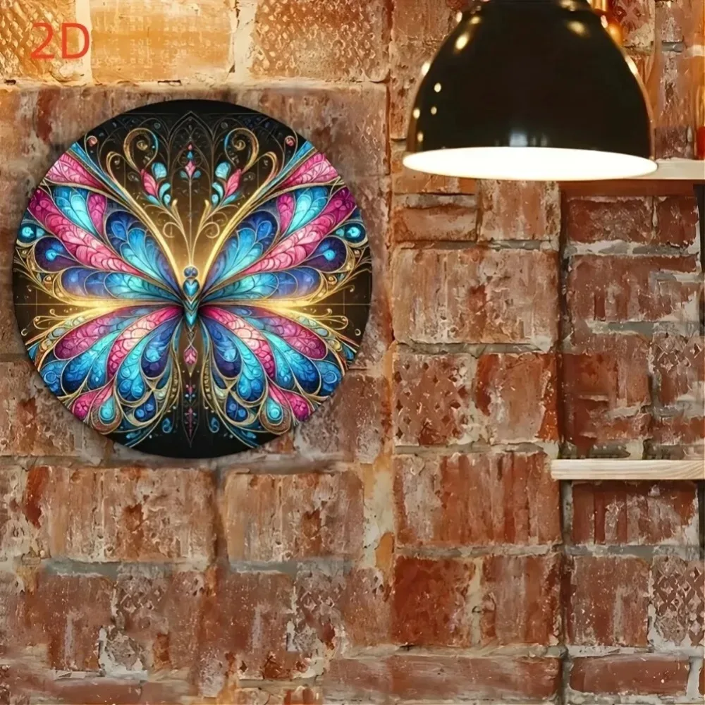 Настенное искусство с яркой бабочкой и мандалой — винтажный стиль, энергопотребление не требуется, идеально подходит для спален/офисов/домашних кафе