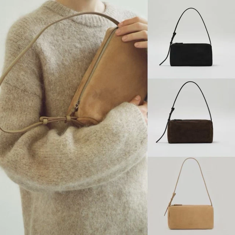 

Brand FACADE PATTERN 25 Retro Simple Handheld Single oulder Genuine Leather Women's Bag Casual Sle Zipper Closure