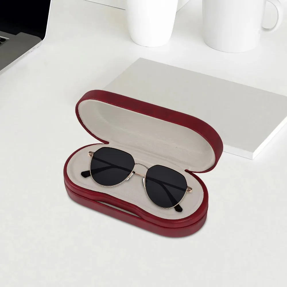 

Shockproof Dual Layered Eyewear Box Built-in Mirror PU Hardshell Eyewear Case Luxury Eyewear Protective Cases Daily Storage
