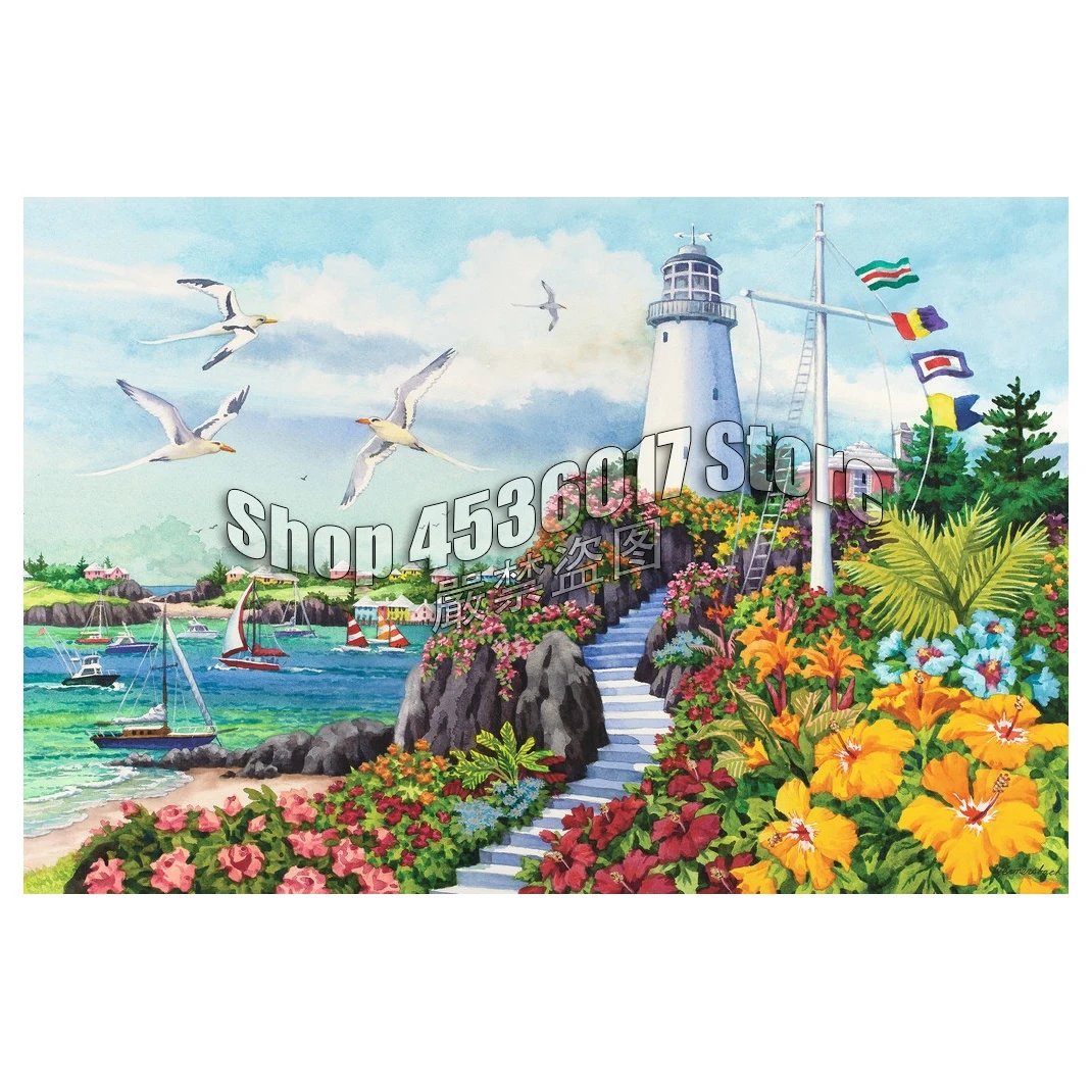 5D DIY Diamond painting Coastal Paradise Full Diamond embroidery Cross Stitch Landscape Lighthouses Rhinestone Mosaic Christmas