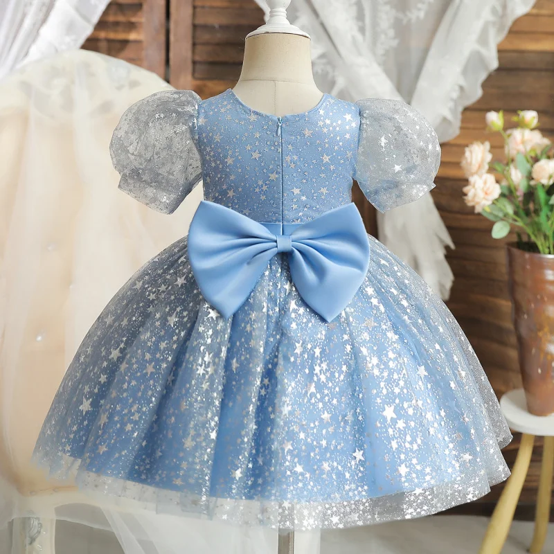 Girls' Dress2025Spring New Mesh Princess Puff Dress Independent Station Children's Birthday Party Dress