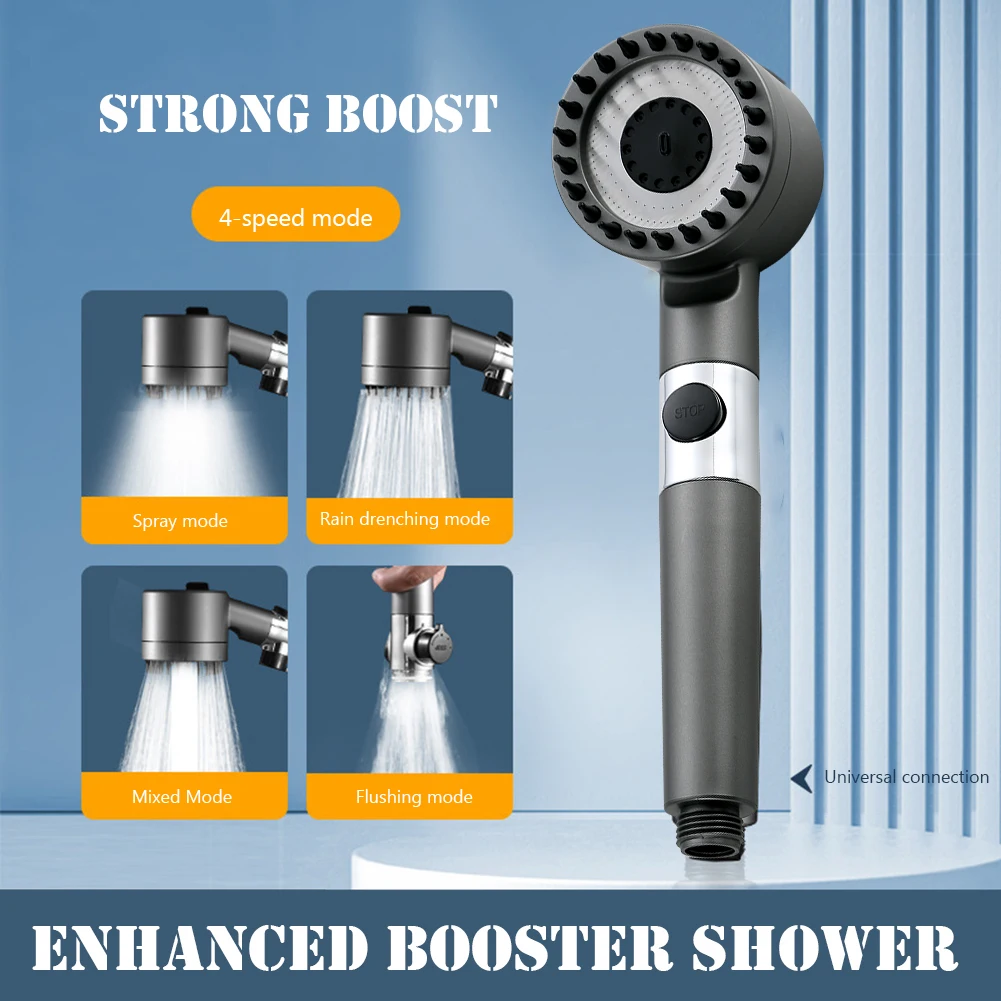 

Filter Showerhead Powerful Pressurization Handheld Shower Head Adjustable 4 Modes Replacement Parts Bathroom Accessories