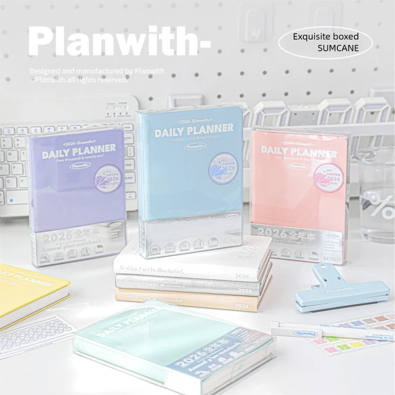 Planwith 2026 A6 دفتر مخطط غطاء ناعم حجم الجيب خطة مجلة أسبوعية شهرية تخطيط جدول الأعمال التقويم المنظم