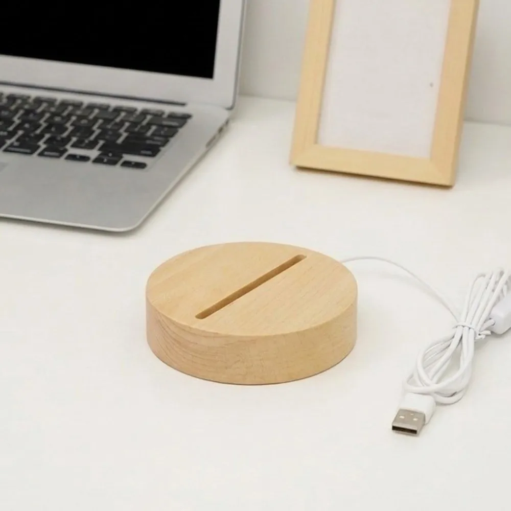 DIY Wooden Led Base Rectangular Luminous Lamp Holder Decorative Easy To Use Base Stand Room Decoration