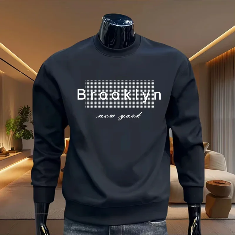 

2026 Мужская толстовка, городской повседневный модный пуловер с круглым вырезом и длинными рукавами, высококачественные весенне-осенние домашние уличные удобные теплые толстовки