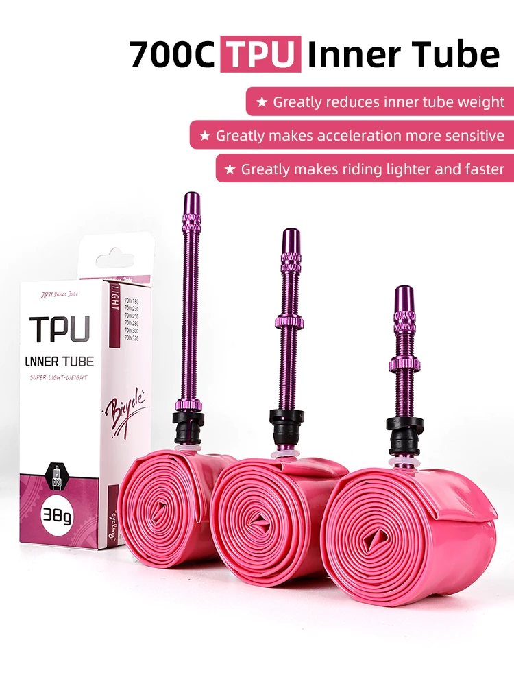AliExpress NONE ESLNF Ultralight Bike Inner Tube 700 x 18/25/28/32 Road Bicycle TPU Tire 45/65/85mm Length French Valve Super Light Tube