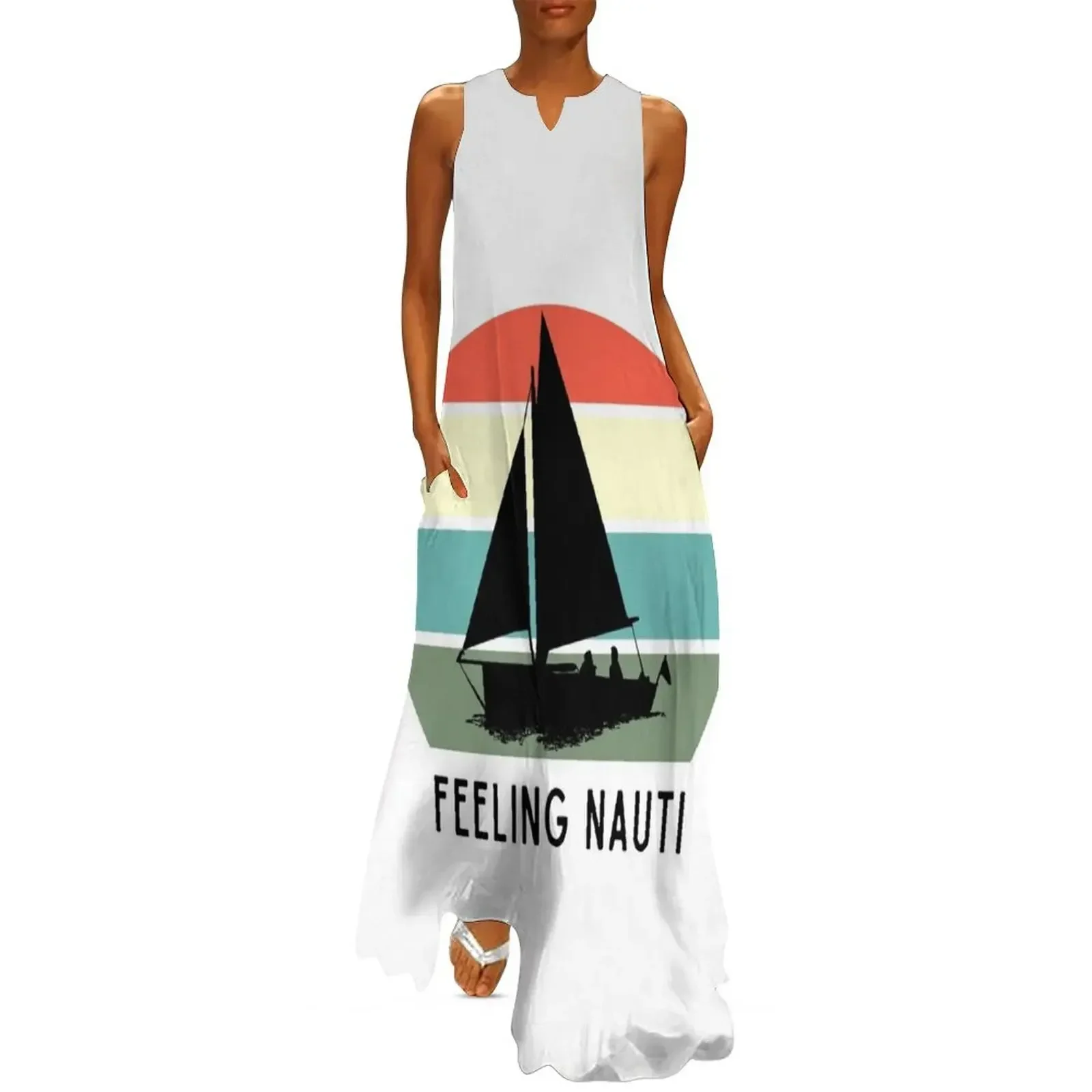 

Feeling Nauti - Funny Sailing Pun Long Dress Female clothing luxury dress bandage dress women's luxury party