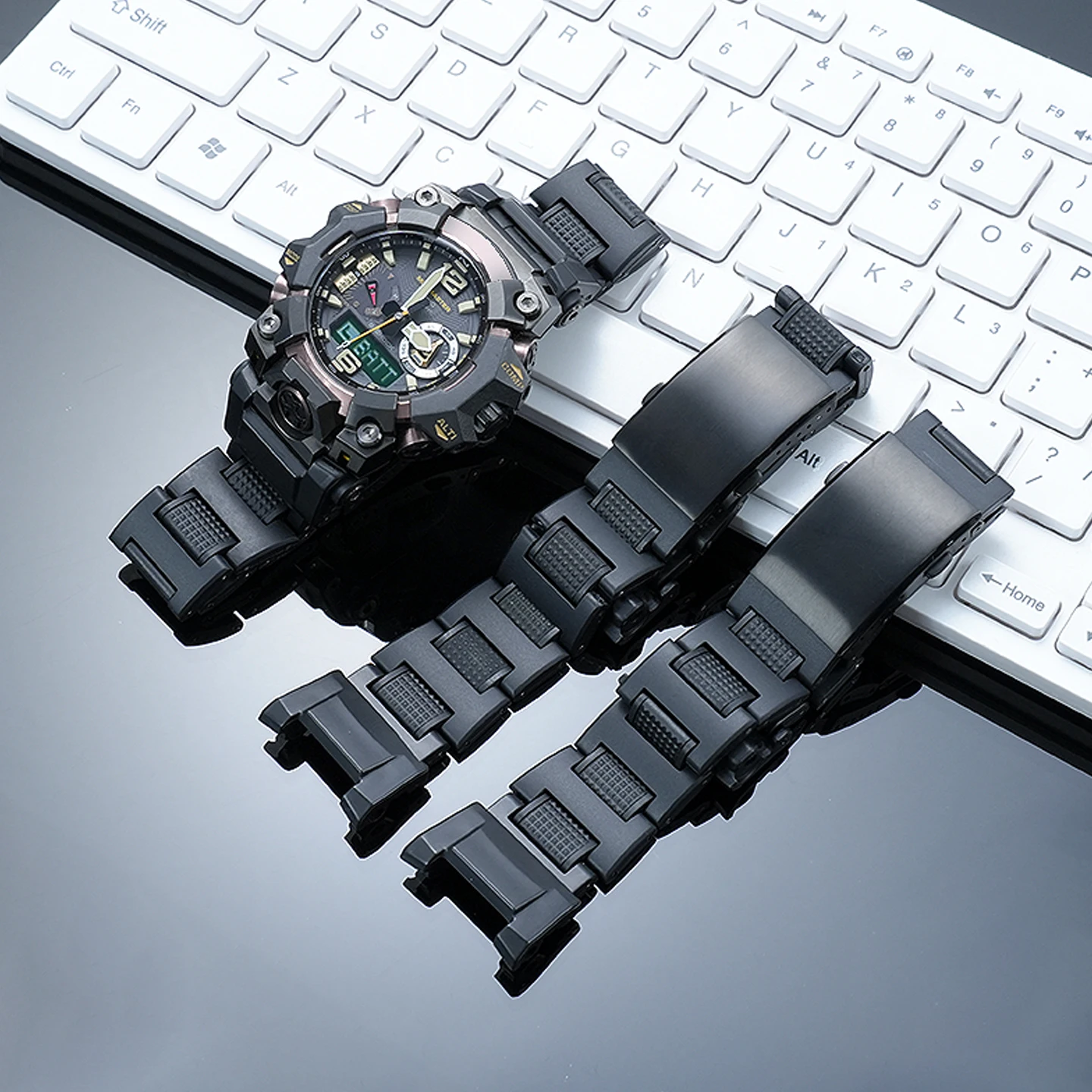 Composite Plastic-Steel Lightweight Watch Band for G-SHOCK Great Mud King III GWG-B1000 (Modification and Replacement Part)