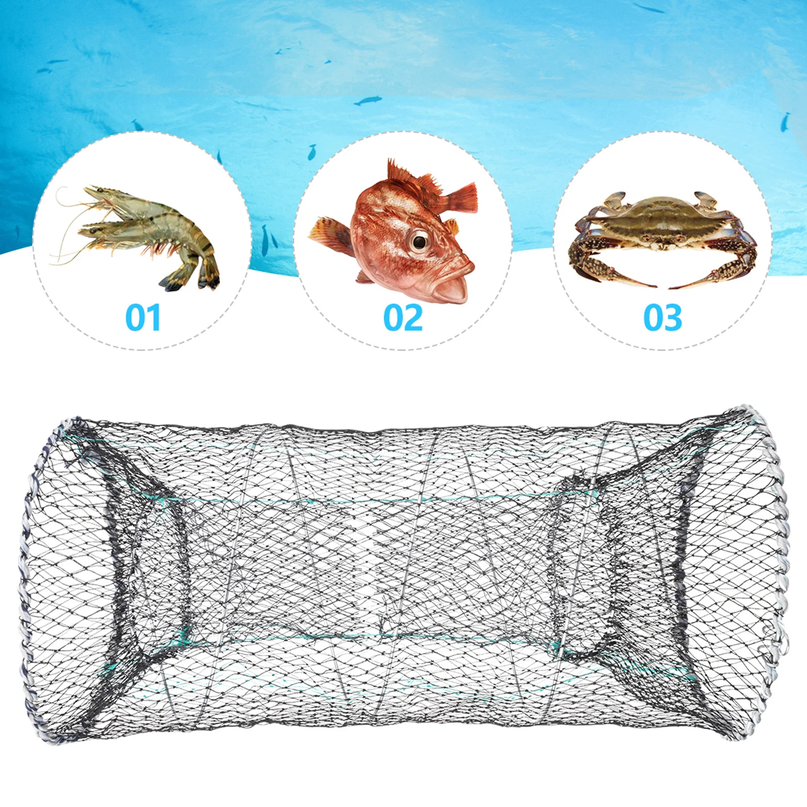 

Foldable Automatic Telescopic Fishing Shrimp Trap Net Easy Use Portable Landing Net Fish Lobster Crab Prawn Minnow Crawfish Mesh