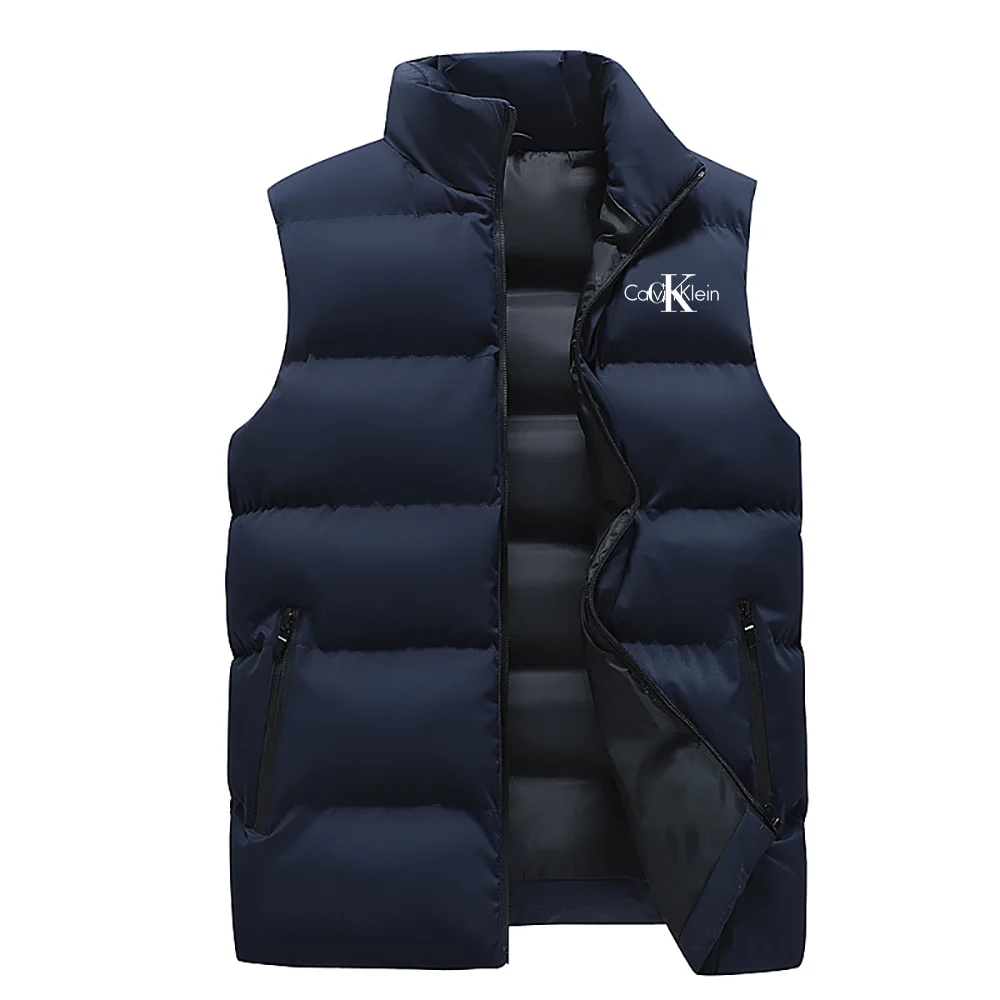 Nieuw Merk Heren Wintermode Comfortabel Warm Donsjack Casual Geprint Vest Mouwloos Outdoor Warm Vest Donsjack Heren