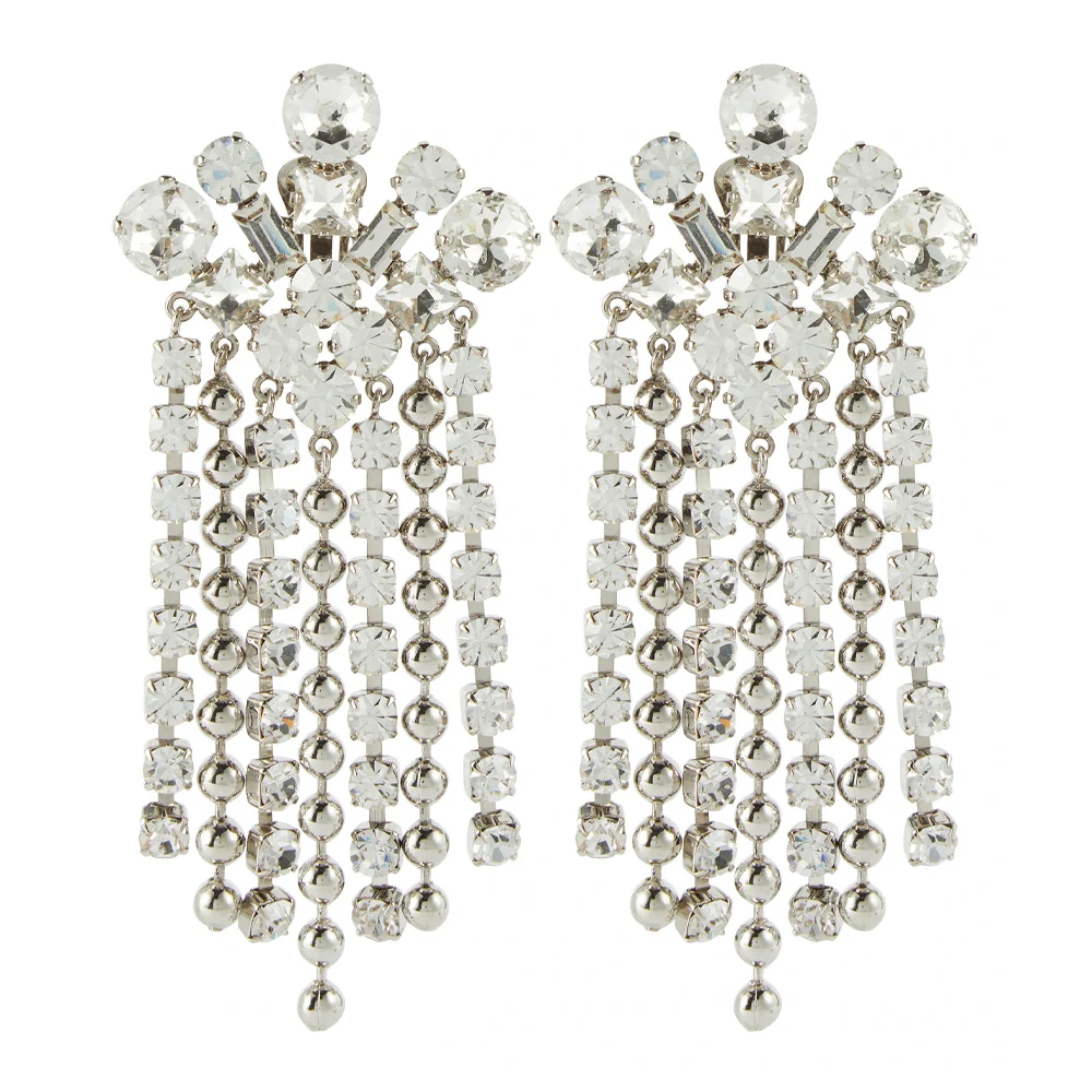 Stonefans Elegant Crystal Tassel Clip Earrings No Piercing for Women 2023 Wedding Jewelry Geometry Ear Clip Earrings Party Gift