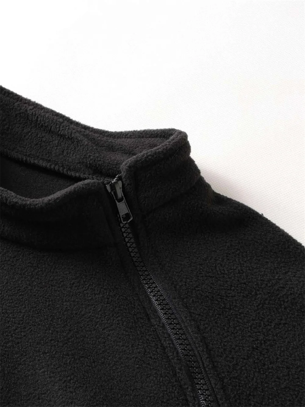 Herbst Winter männer Polar Fleece Sweatshirt Im Freien Warme Taktische Doppel-reißverschluss Stehkragen Top Casual Einfarbig Sweatshirt – Detail 8