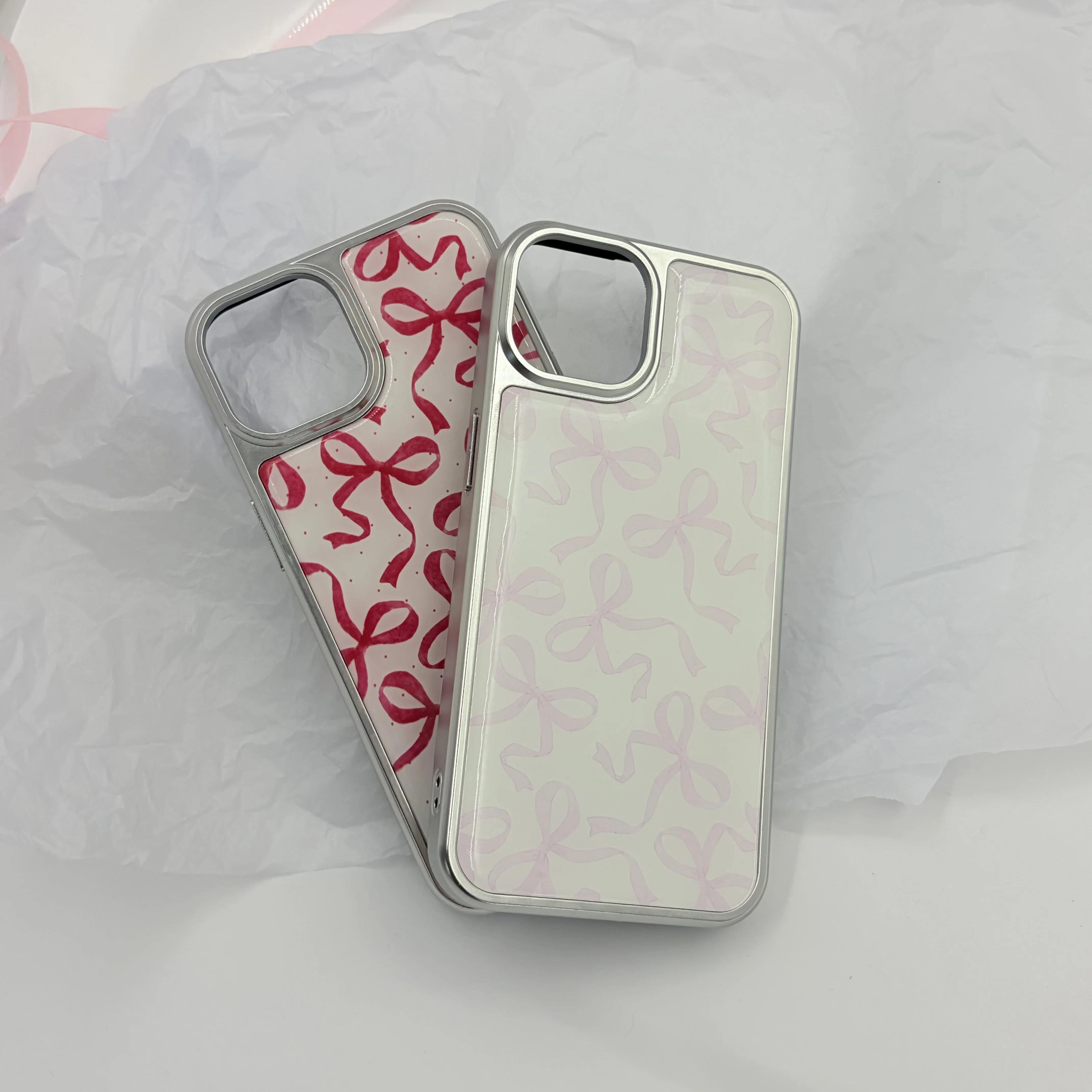 الكورية Ins الكرتون الفتيات قلوب منقطة الأحمر والوردي القوس قضية الهاتف لسامسونج S 23 24 25 26 FE الترا حافة زائد Y2K غطاء