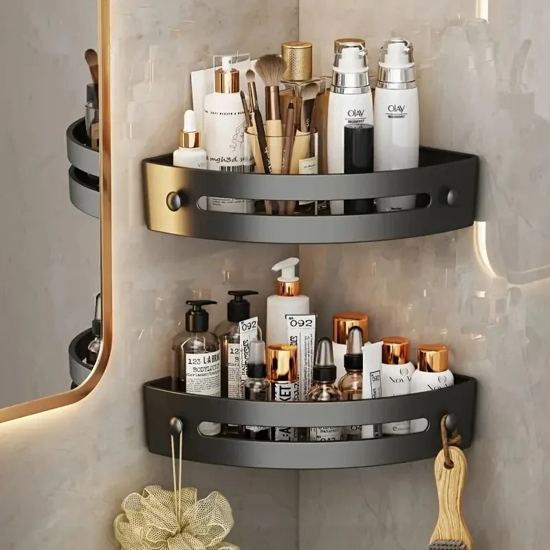 

2PCS Bathroom Shelves Kitchen Storage Organizer Plastic Shampoo Rack Shower Shelf Bathroom Accessories No Drill Shelf