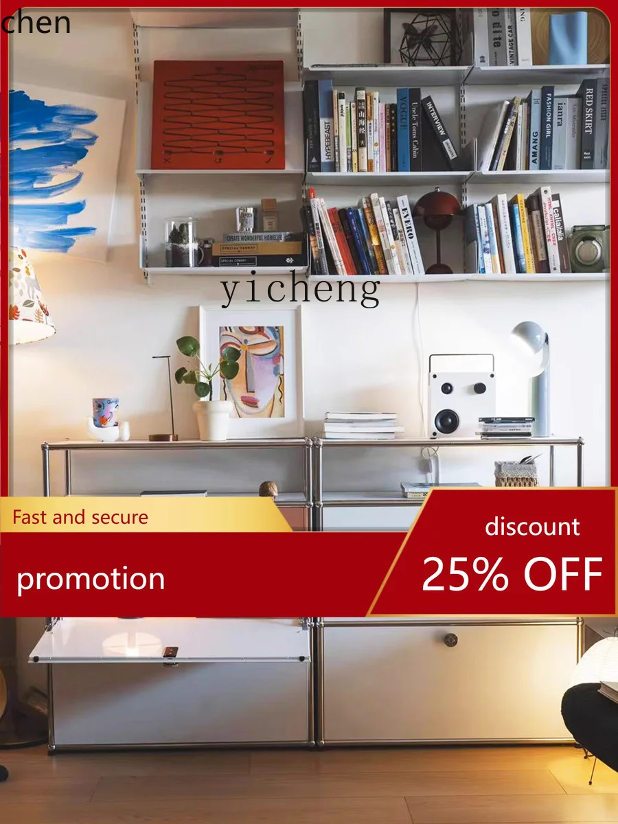 

HTT Second-Hand Stainless Steel Modular Combination Living Room Storage Cabinet Modern Minimalist TV Cabinet