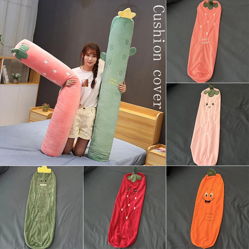 Cylindrical Pillowcase Cute Fruits Soft Long Pillow Case Neck Bolster Cushion Cover Sofa Backrest Home Decor Waist Cushion Cover