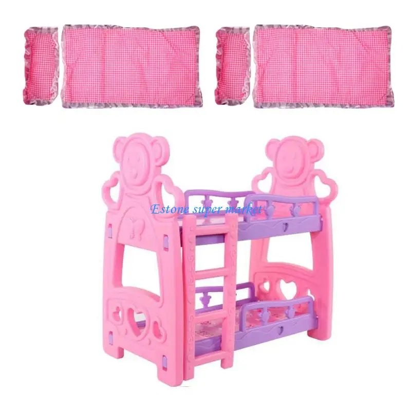 

090B Child Role Playing Miniature Bed Assembly Kits Realistic Bedroom Scene Display