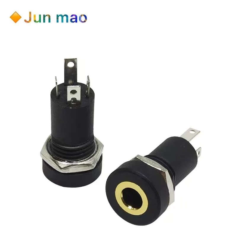 

5 шт. PJ392A 3,5 мм аудиоразъем 3/4 полюса черный стерео паяльная панель крепление золото с гайками PJ-392A