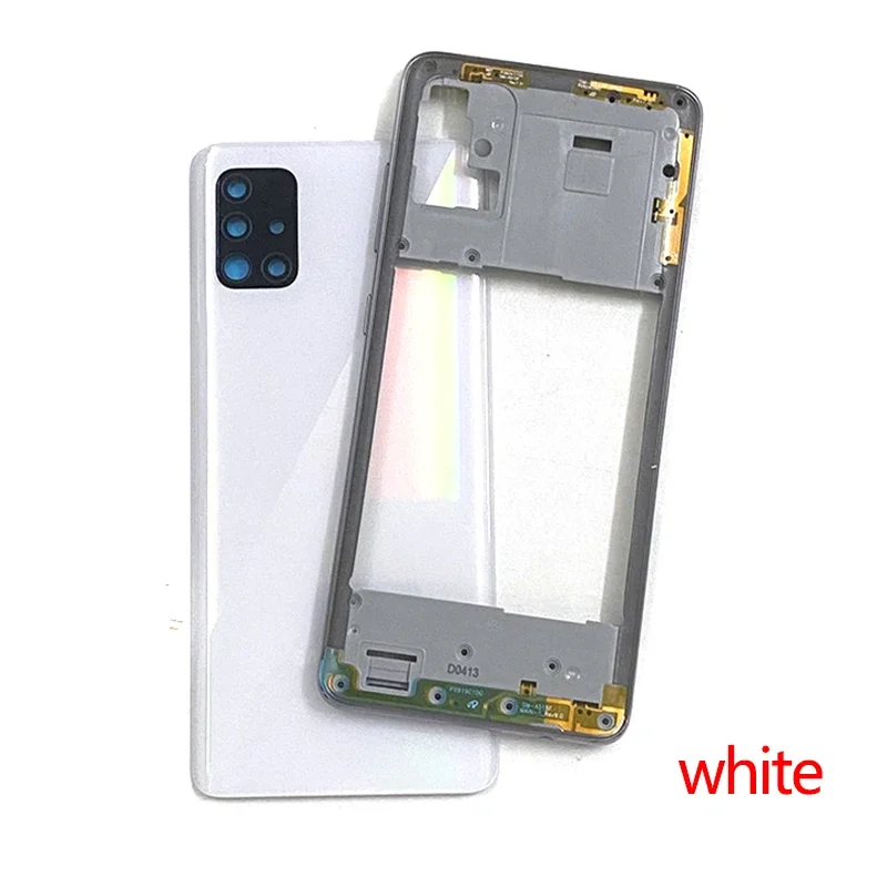 A51 For Samsung Galaxy A51 2020 A515F Battery Case Housing Chassis Middle Frame Back Cover   Camera Lens Repair Parts