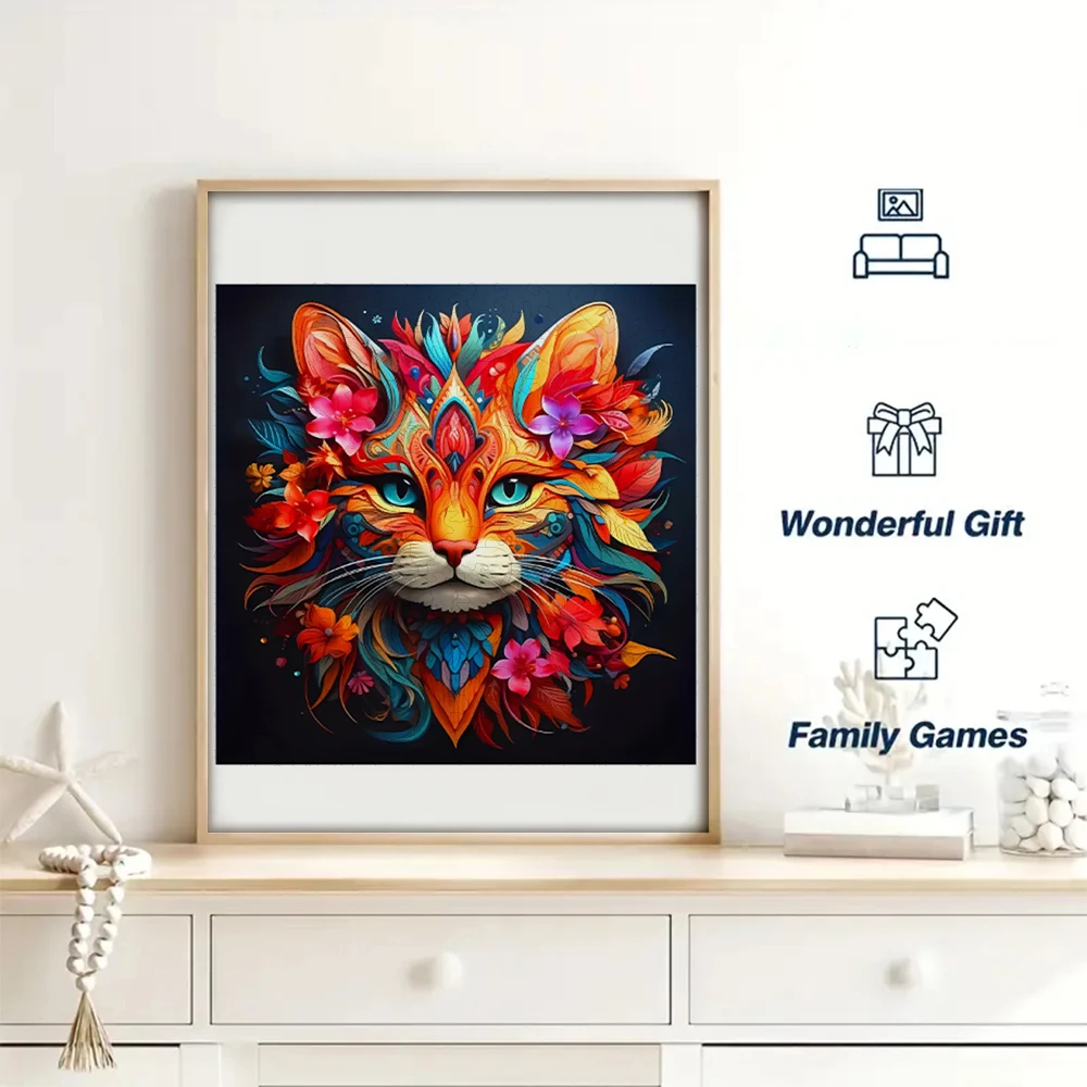 Beautiful Decorative Cat Like Flowers - Wooden Puzzle for Advanced Players - Creative Gifts of Various Special Shapes Adult Gift