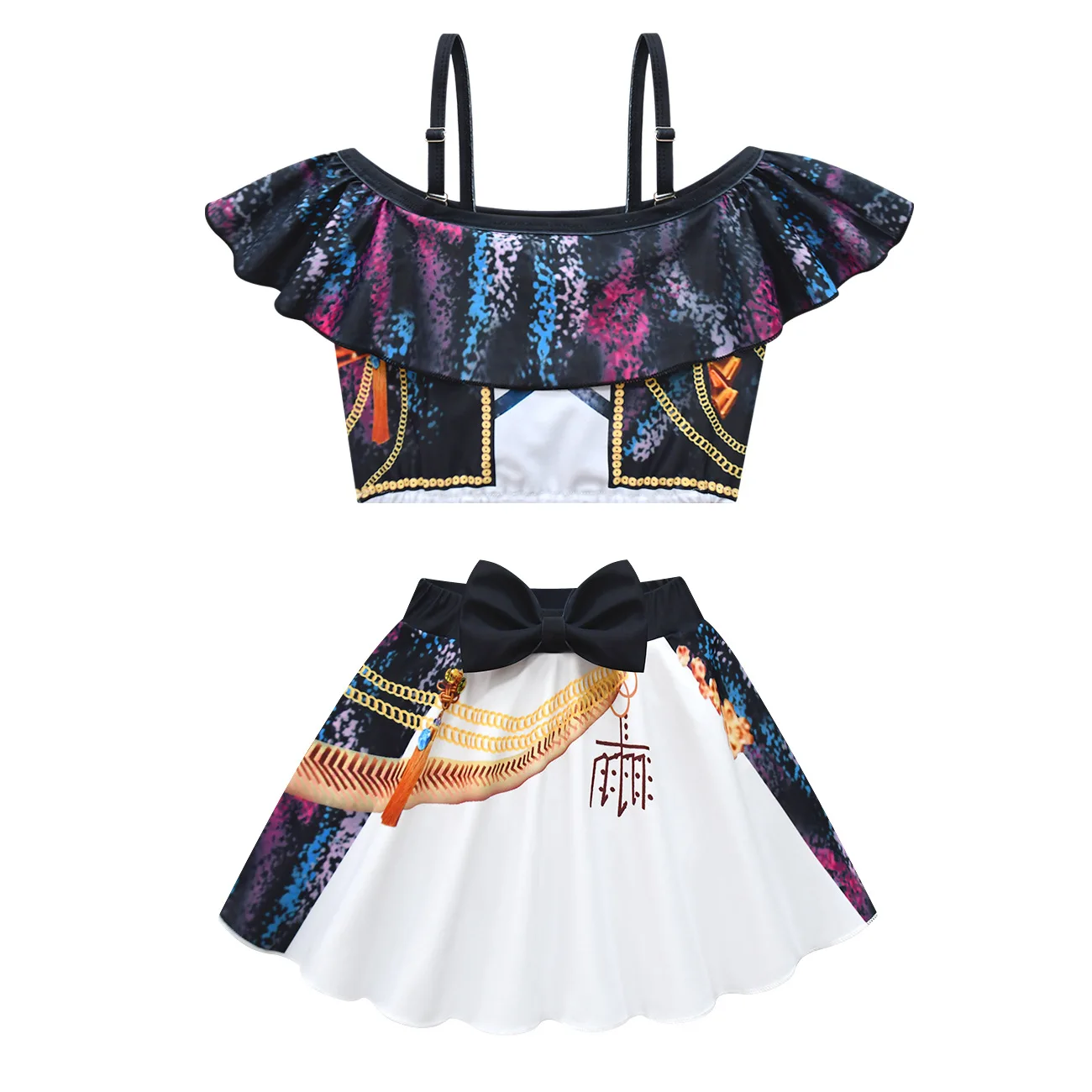 

Новый летний детский купальник-комбинезон с высокой эластичностью, пляжный комплект из двух предметов: платье-майка и шапочка для плавания, костюм для косплея