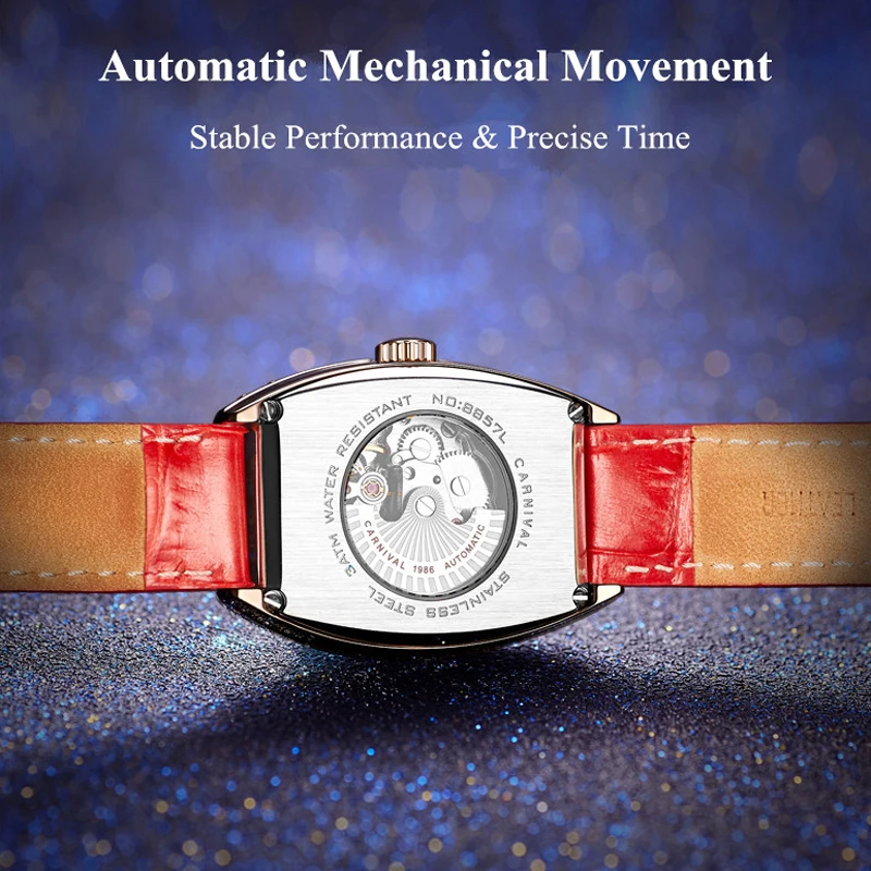 CARNIVAL Brand Fashion Mechanical Watch for Women Ladies Luxury Waterproof Business Automatic Wristwatch Dress Clock Reloj Mujer