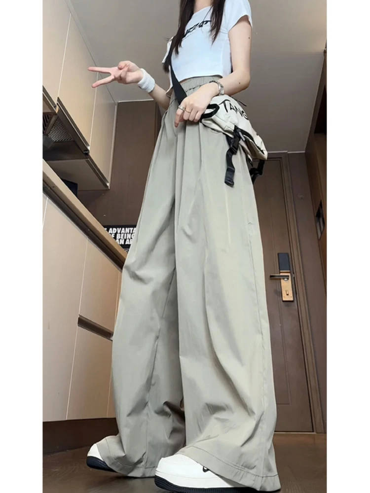 

Мужские брюки из льняной ткани с эффектом ледяного шелка, свободные, широкие, повседневные, летние, прямого кроя, молодежные, базовые цвета