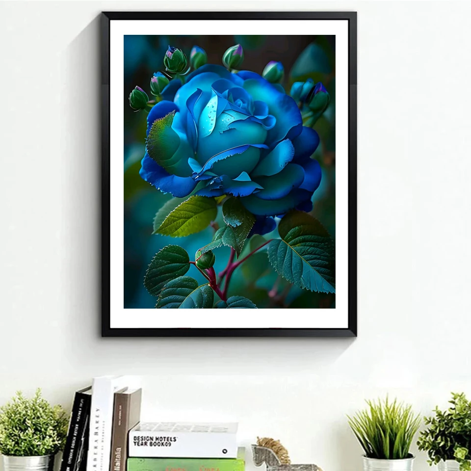 New Arrival 5D DIY Diamond Painting Blue Rose Mosaic Dream Fantasy Flower Pictures of Rhinestones Cross Stitch Home Decor