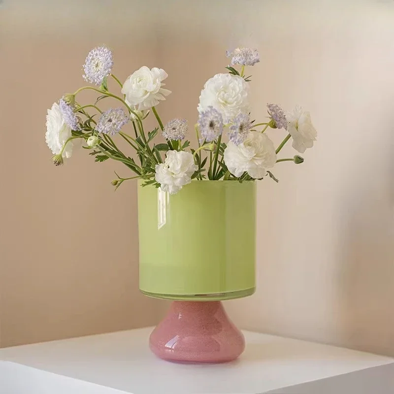 Medieval wabi-sabi wind glazed vase semi-home high-end color matching dopamine Fenton windshield