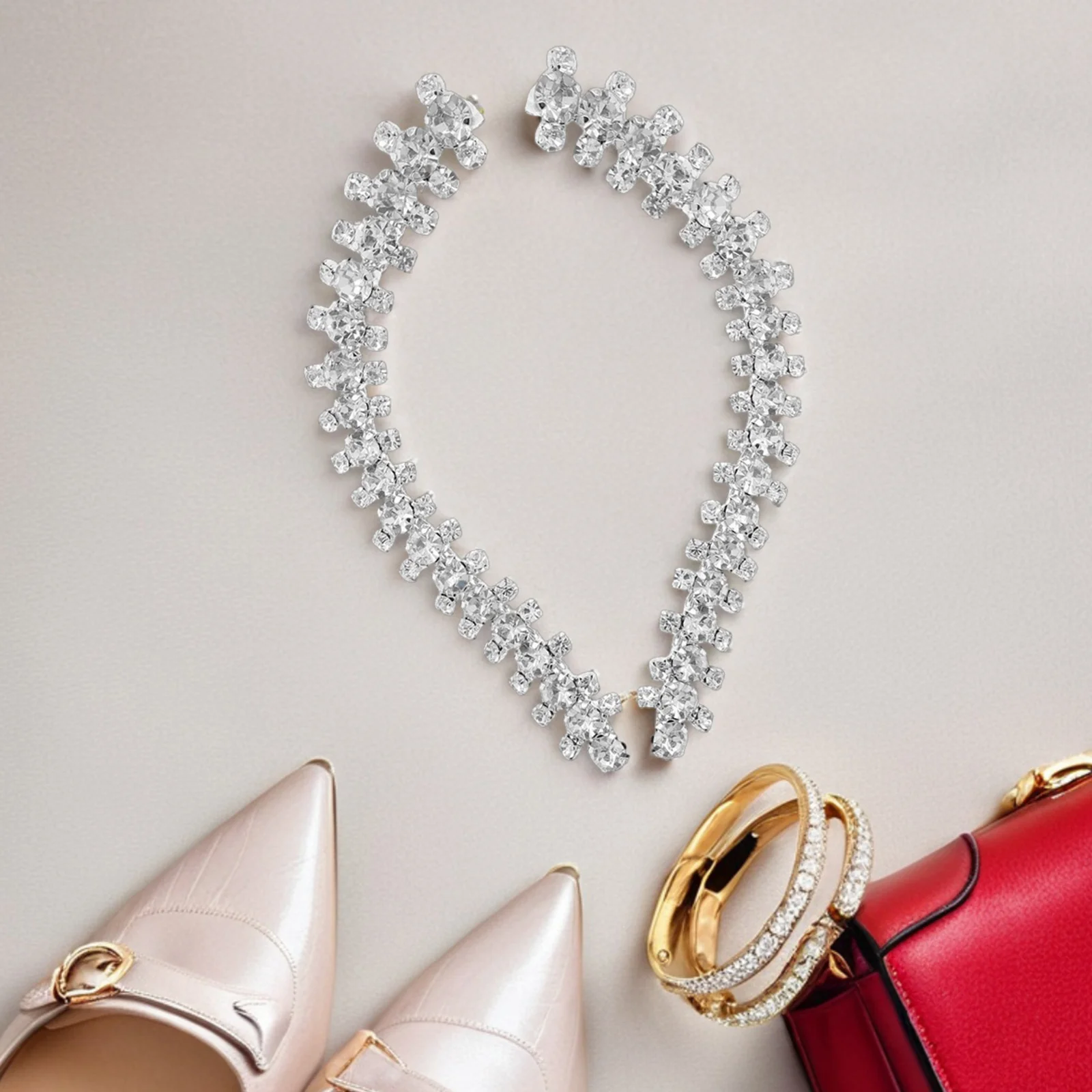 2 Pcs Rhinestone Shoe Chain Chains for Boots Sandals Shoes DIY Charms Rhinestones Anti-slip High Heel Miss