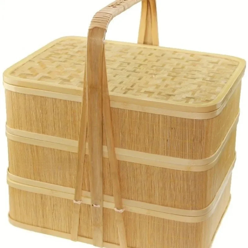 

Hotel delivery basket takeaway food box bye portable bamboo
