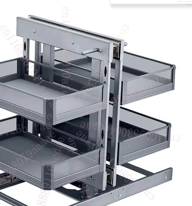 Cabinet Corner Pull-out Basket Kitchen Tempered Glass Seasoning Basket Drawer Style Storage Rack