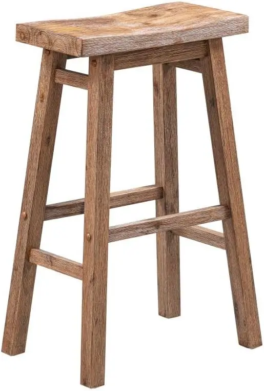 

Sonoma Backless Saddle Kitchen Bar Stools - Barnwood Wire-Brush - Set of 2