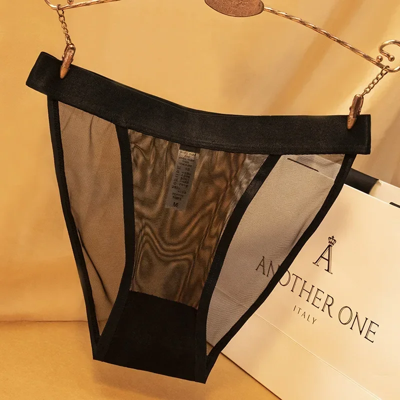 سراويل داخلية شفافة للنساء ملابس داخلية مثيرة من الدانتيل الشاش الشبكي ملابس داخلية نسائية ناعمة بلون واحد ملابس داخلية Lenceria Para Damas