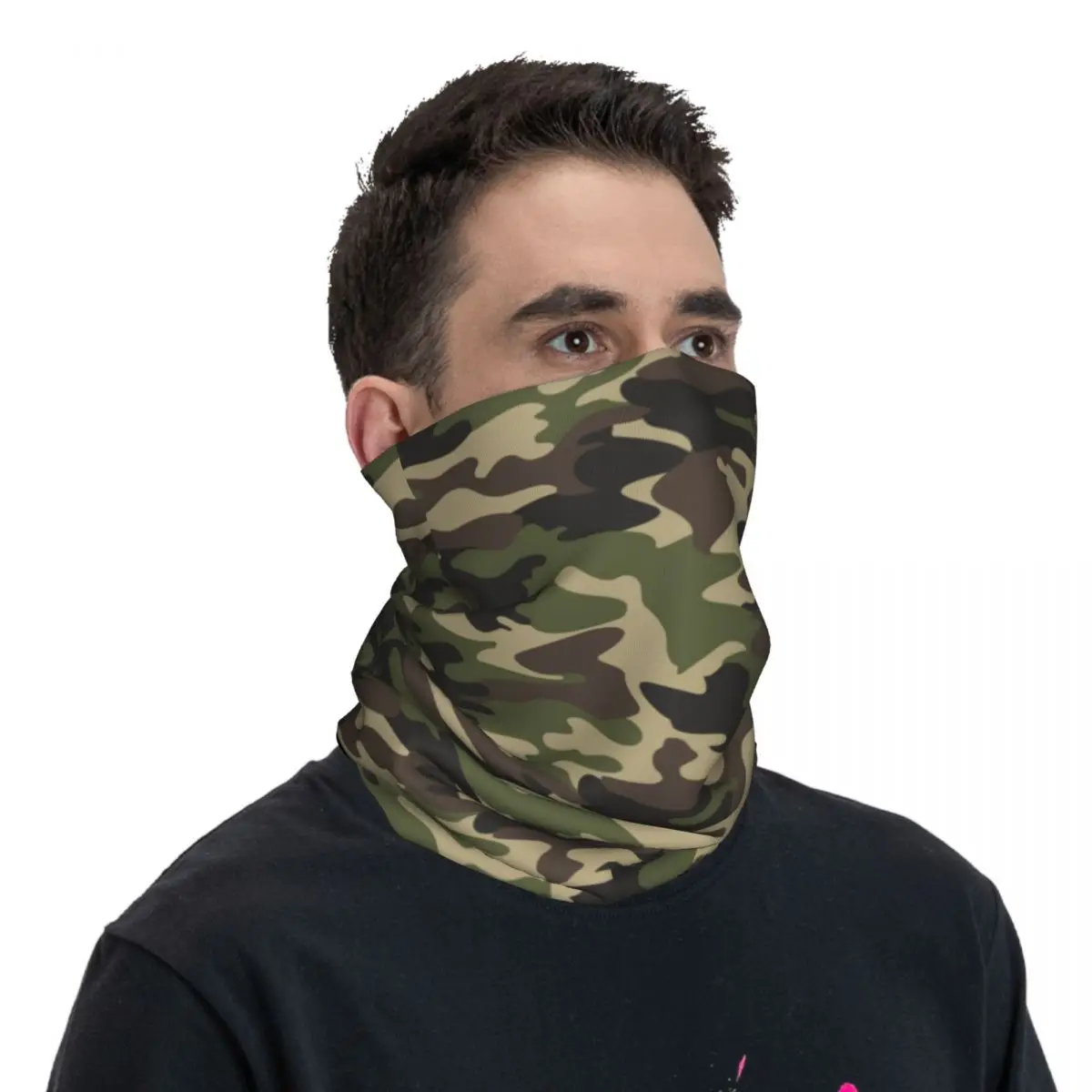 Aangepaste groene camouflage camouflage print nekbeenkap heren dames UV gelaatsscherm winter moderne stijl bandana sjaal voor wandelen