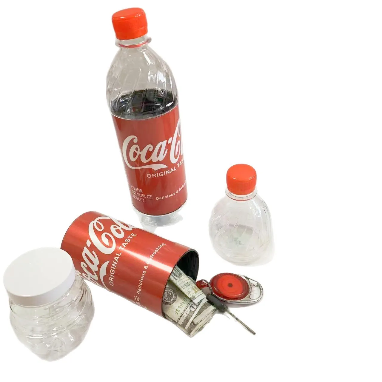 Hidden in a private room, money, storage, soda bottles, hidden compartments, hidden items, money, beverage bottles, gifts