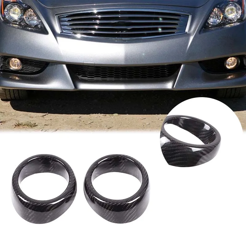 

Настоящее углеродное волокно, передняя противотуманная фара автомобиля, кольцо, рамка, наклейка для Infiniti G25 G35 G37 2010-2013, внешние аксессуары